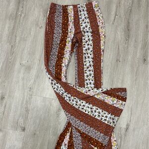 Floral Striped Bell Bottoms